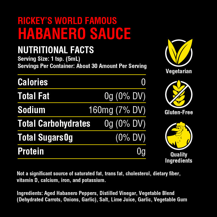 Rickey's World Famous Habanero Sauce Ingredients