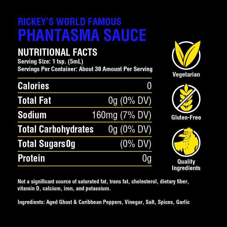 Rickey's World Famous Phantasma Sauce Nutrition Facts