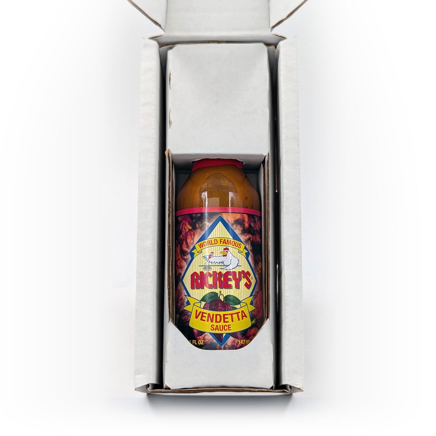 Rickey's Vendetta Sauce inside a Rickey's Box