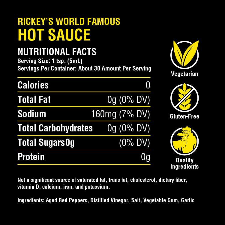 Rickey's World Famous Hot Sauce Nutrition Facts